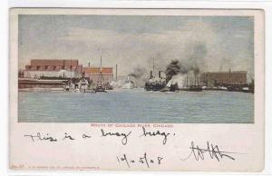 Steamers Chicago River Mouth IL 1908 postcard