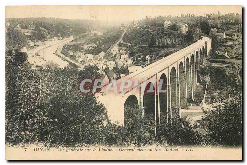 Old Postcard Dinan General View of the Viaduct