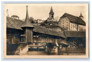 c1940 RPPC Luzern Spreuerbrucke Vintage Postcard F6E