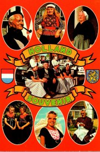 Netherlands Holland Souvenir Multi View Locals In Traditional Costumes