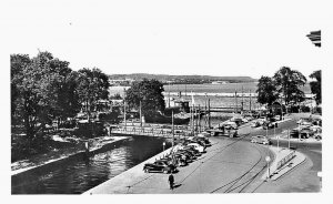 Postcard Rppc Jonkoping Vattern Och Hamnpiren Lakes Vintage Automobiles Sweden