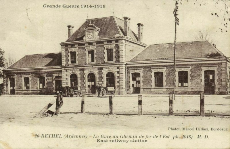 france, RETHEL, La Gare du Chemin de Fer de lEst, Station (1928) Postcard