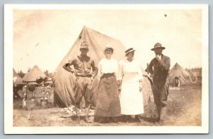 RPPC  US Army Captain Falk  In Camp   Real Photo  Postcard