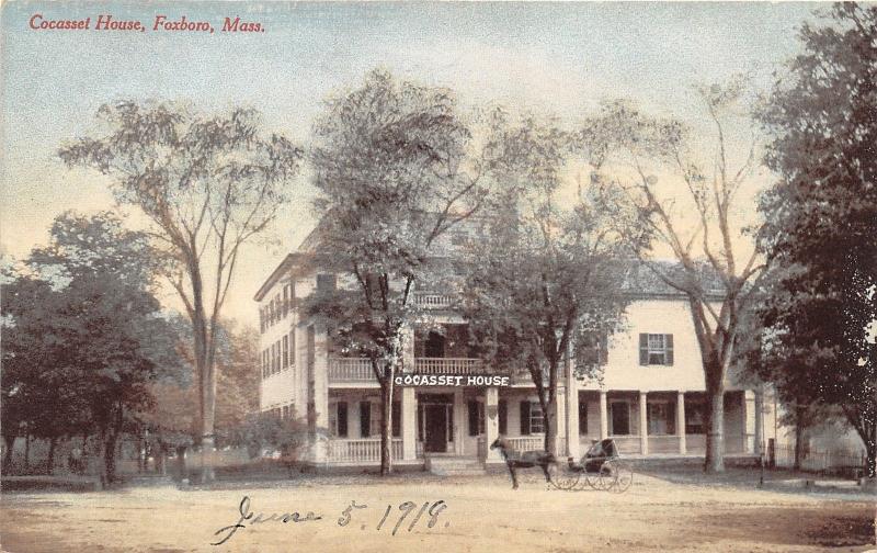 Foxboro Massachusetts~Cocasset House~Horse Carriage in Front~1918 Postcard