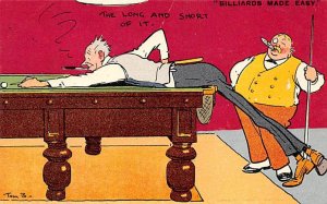 Billiards Made Easy, The Long and Short of It Pool Billiards Carte Postale Un...