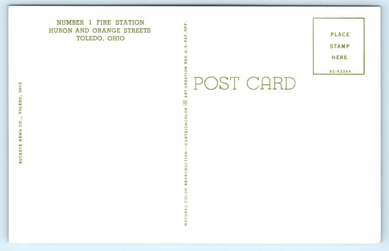 Toldeo Ohio OH Fire Department Engine Truck Postcard