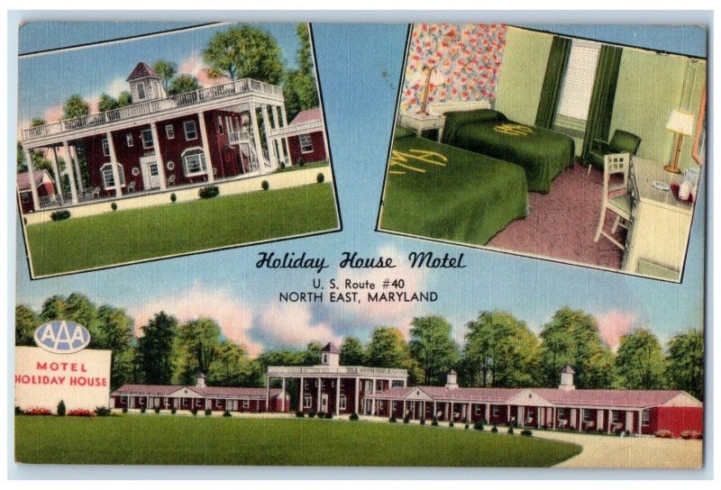 1957 Holiday House Motel Baltimore Maryland MD, Multiview Vintage Postcard 