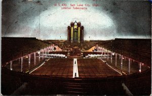 Salt Lake City Utah Interior Tabernacle UT Antique Postcard DB Germany UNP 