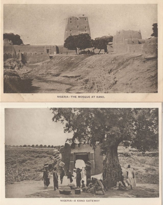 A Kano Gateway & Mosque 2x Nigeria Antique Africa Postcard s