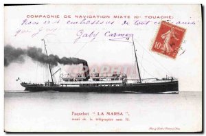 Old Postcard Boat Company Joint Navigation Co. Touache Ship La Marsa