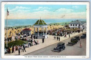 1932 HAMPTON BEACH NEW HAMPSHIRE*NH*THE BEACH FROM OCEAN AVENUE*OLD CARS*GAZEBO