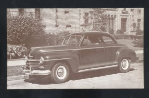 1946 PLYMOUTH CLUB COUPE VINTAGE CAR DEALER ADVERTISING POSTCARD MOPAR