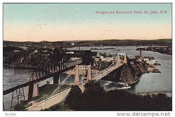 Bridges and Reversible Falls, St. John, New Brunswick, Canada, 1900-1910s