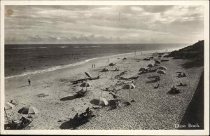 Elbow Beach Bermuda Umbrellas Real Photo c1950s Postcard