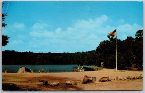 Vtg Torrington Connecticut CT Beach at Burr Pond State Park 1960s View Postcard