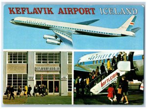 Iceland Postcard Keflavik Airport Icelandic Airlines Planes c1960's Vintage