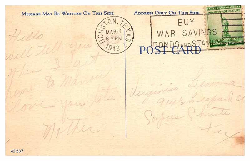 Postcard BUILDING SCENE Houston Texas TX AS6018