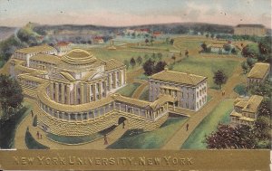 New York University NYU, NY, Heavily Embossed 1910 Metallic Overlay, Manhattan