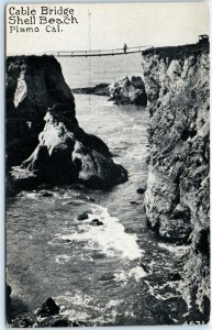 c1900s Pismo, Cal. Cable Bridge Shell Beach Postcard CA Cliff Horse Carriage A87