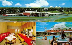 Abilene Texas 1960s Postcard Colonial Inn Motel Multiview Lunch Counter Pool