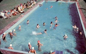 South Lee Massachusetts Oak n Spruce Lodge Pool c1950-60s Vintage Postcard