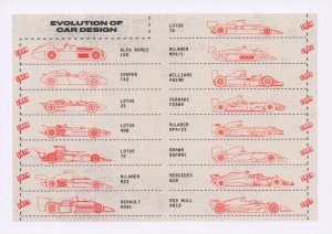Formula 1 Grand Prix Team Old Car Designs 1950s History Postcard