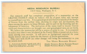 1935 Media Research Bureau National Board of Trade Washington DC Postal Card
