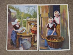 Netherlands-Zeeland-Walcheren-Young Farm Girls, unused  vintage cards