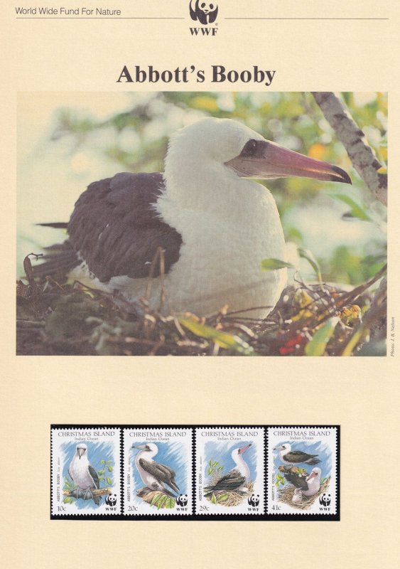 Abbotts Booby Christmas Island Birds WWF Stamps and Set Of 4 First Day Cover ...