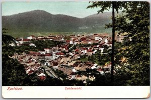Karlsbad Germany Tolalansieght Panorama Of Houses & Mountain Antique Postcard
