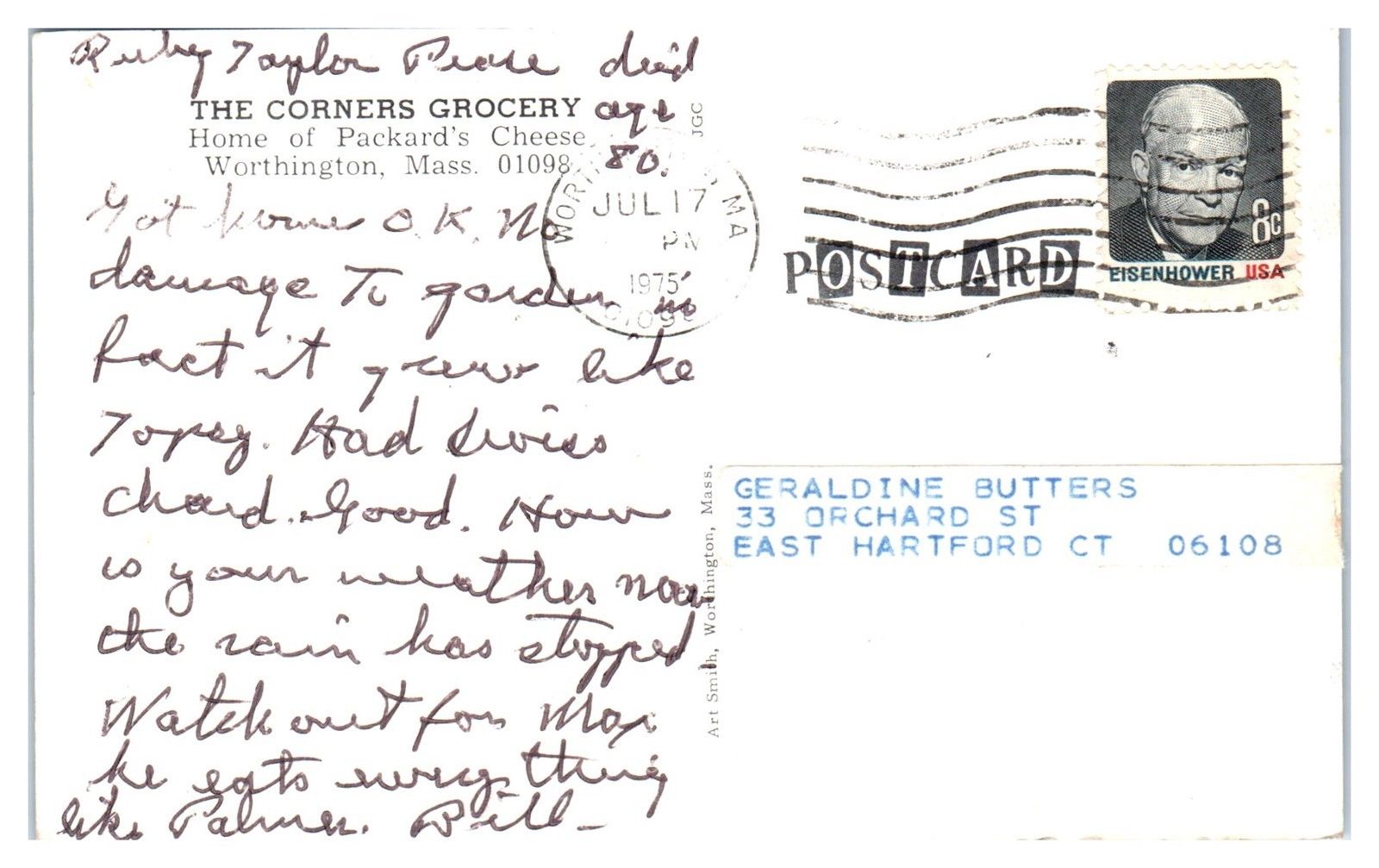 1975 The Corners Grocery, Home of Packard Cheese, Worthington, MA