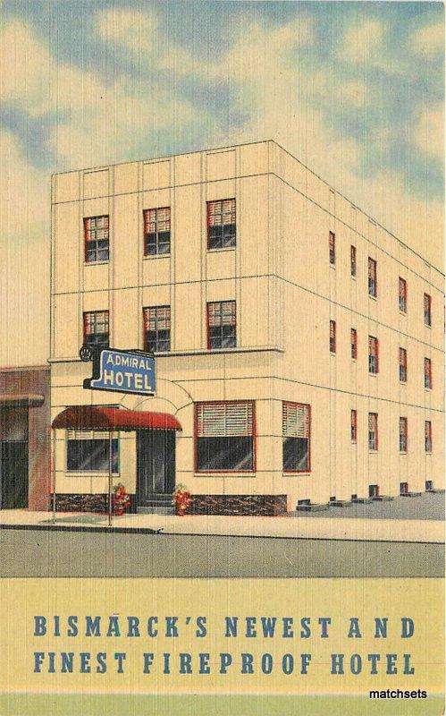 Admiral Hotel BISMARCK NORTH DAKOTA Linen Teich postcard 12499