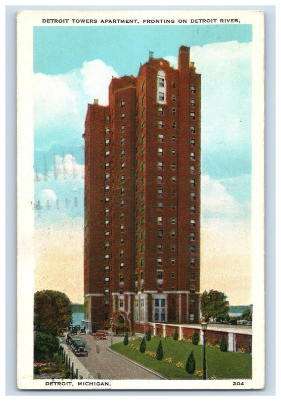 c1920 Detroit Towers Apartment, Fronting On Detroit River. F76E