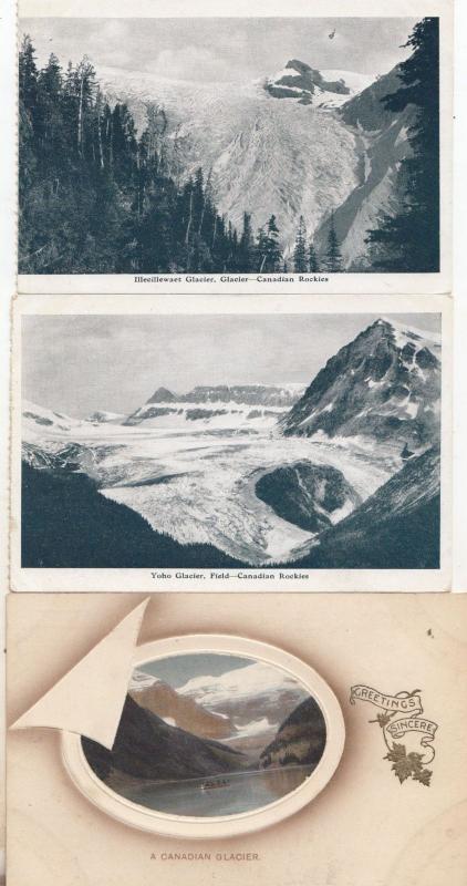 Illecillewaet Yoho Canadian Glacier Iceberg 3x Old Postcard s