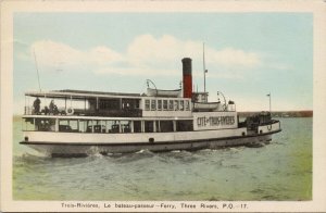 Ferry 'Trois-Rivieres' Ship Boat Three Rivers QC Quebec c1943 Postcard H20