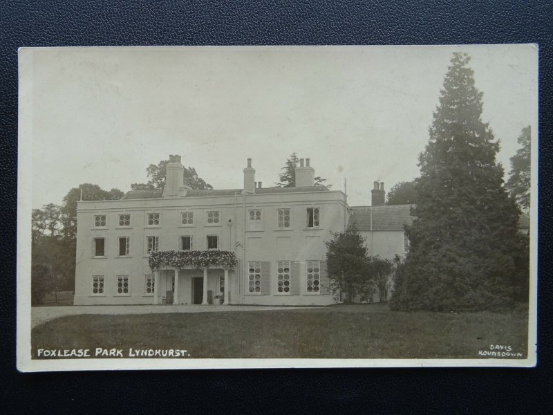 Hampshire Lyndhurst FOXLEASE HALL & PARK c1914 RP Postcard by Davis Hounsdown