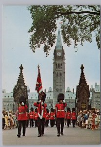 The Guards Leaving Parliament Hill, Ottawa, Ontario, Chrome Postcard