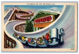 The Bobsled Run New York Word's Fair Amusement Area Trains Rollers Postcard