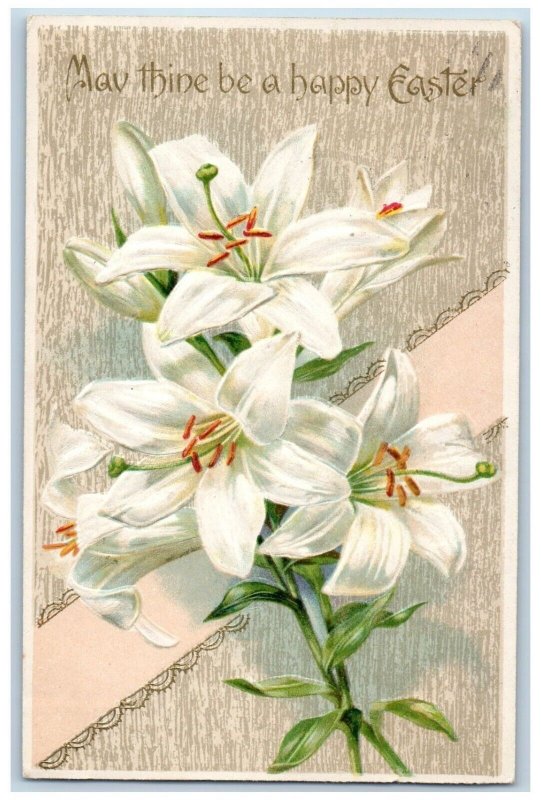 Oconto Wisconsin WI Postcard Easter Lily Flowers Embossed Winsch Back 1911