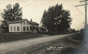 PC CPA US, NY, HAMLIN, STATE ROAD, VINTAGE REAL PHOTO POSTCARD (b6683)