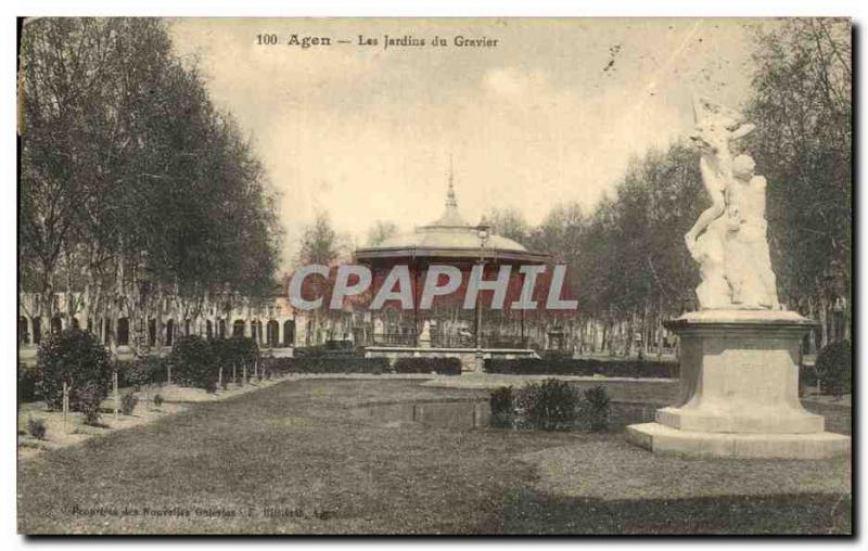 Old Postcard Agen Les Jardins du Gravier