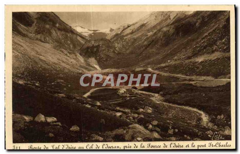 Old Postcard Route du Val d Isere to the collar of Iseran L near the Source o...