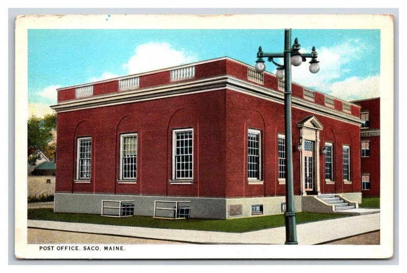 Post Office Building Saco Maine ME UNP WB Postcard F21