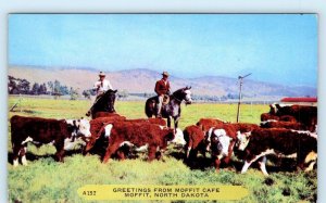 MOFFIT, ND North Dakota ~ Roadside Greetings From MOFFIT CAFE 1957  Postcard