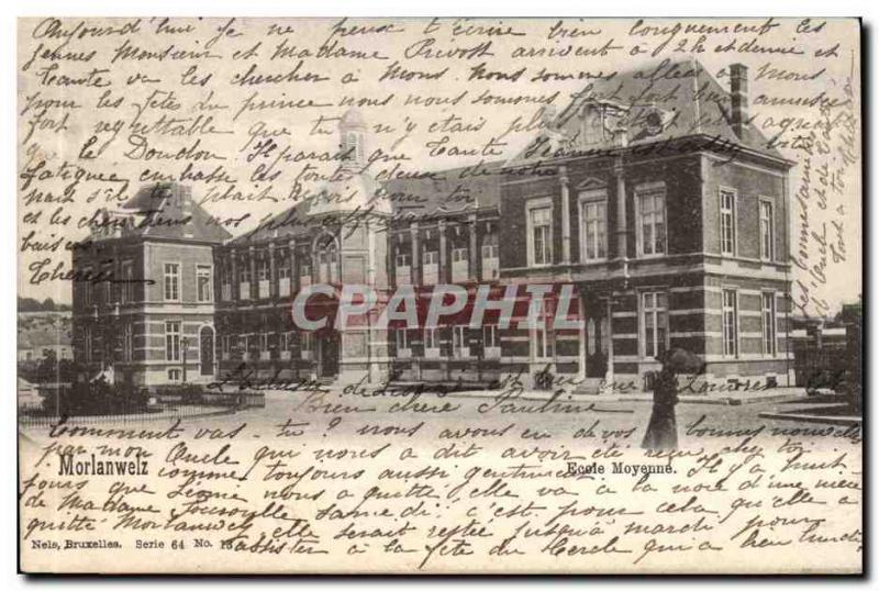 Belgie Belgium Postcard Old Morlanweiz Middle School