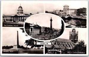 Dublin Ireland Customs House Nelson Pillar Phoenix Park Church RPPC Postcard