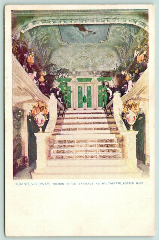 Boston MA~Keith's Vaudeville Theatre~Grand Staircase to Tremont Street~c1905  