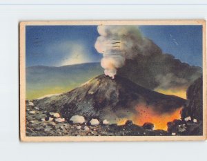 Postcard Eruption of the Vesuvius, Naples, Italy