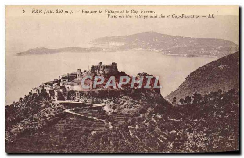 Old Postcard View Of The Eze Village and Cap Ferrat