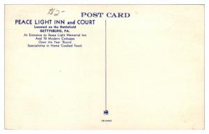 Peace Light Inn and Court, Gettysburg, PA Postcard